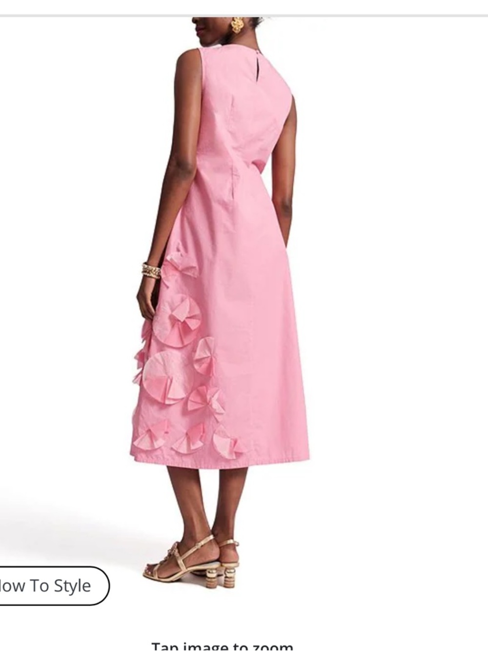Frances Valentine Poplin Origami Flower Boatneck Sleeveless Midi Dress Small NWT - Picture 4 of 16